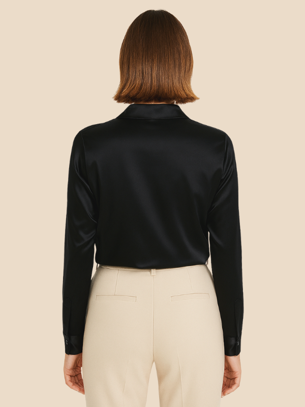 Aneta – Satynowa Koszula Damska z Klasycznym Kołnierzykiem