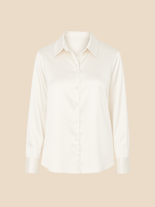 Aneta – Satynowa Koszula Damska z Klasycznym Kołnierzykiem