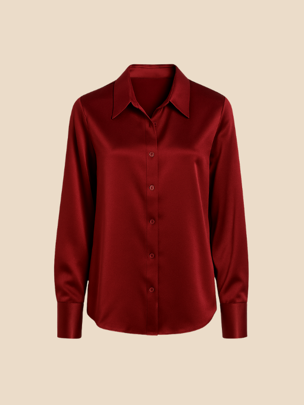 Aneta – Satynowa Koszula Damska z Klasycznym Kołnierzykiem