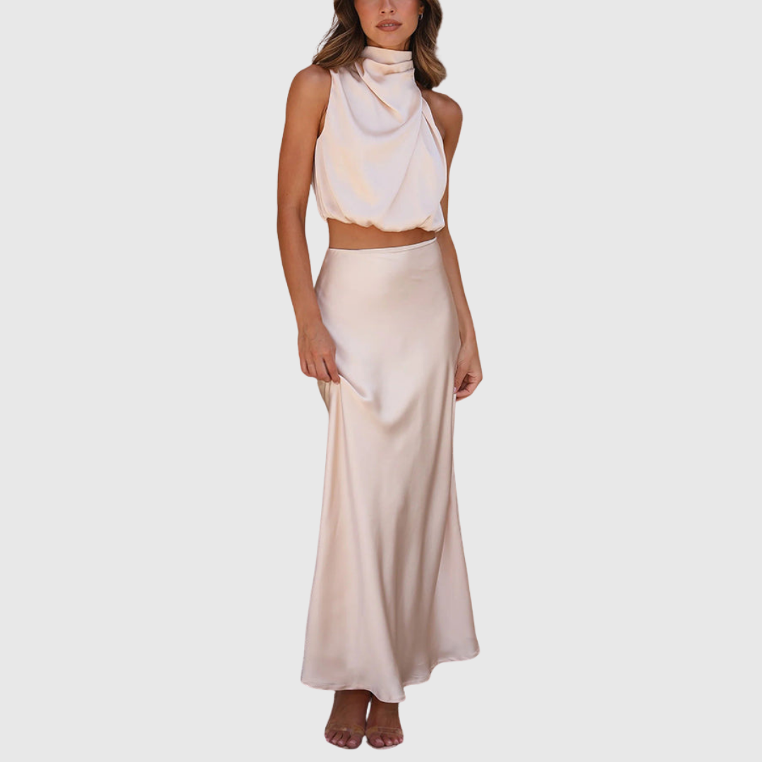 Annika – Elegant satin drape Set for Women - Image 14