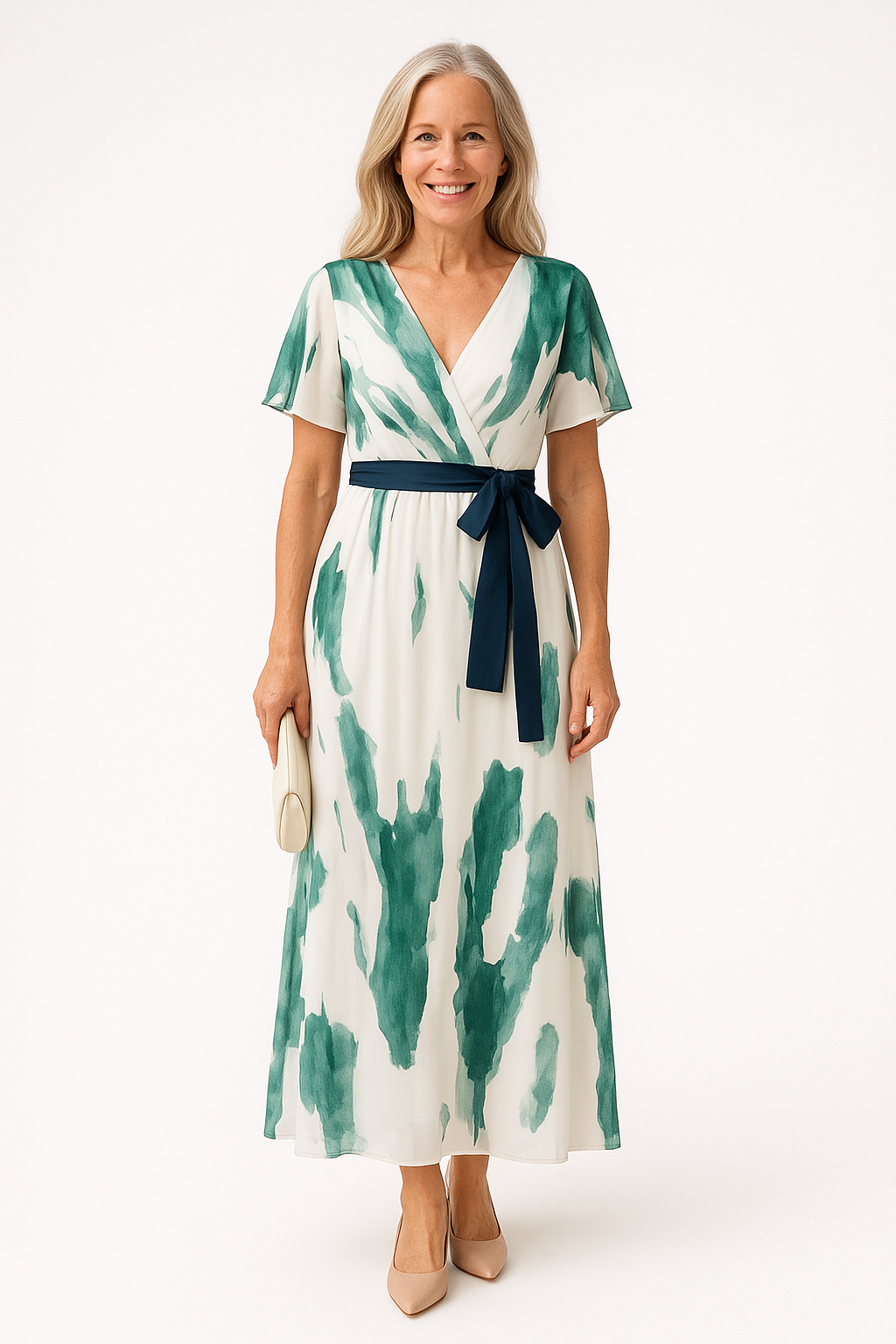 Anja – Elegant Flutter Sleeve Belted Dress for Women - Image 6