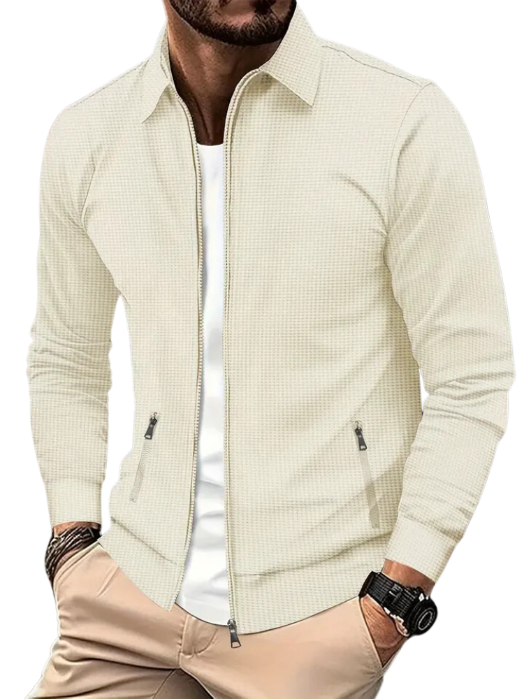 Adrian - Koszula męska slim fit z zamkiem