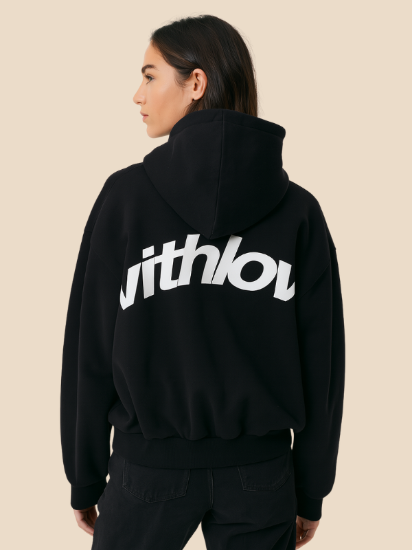 Lena – Bluza z Kapturem Oversize z Napisem na Plecach