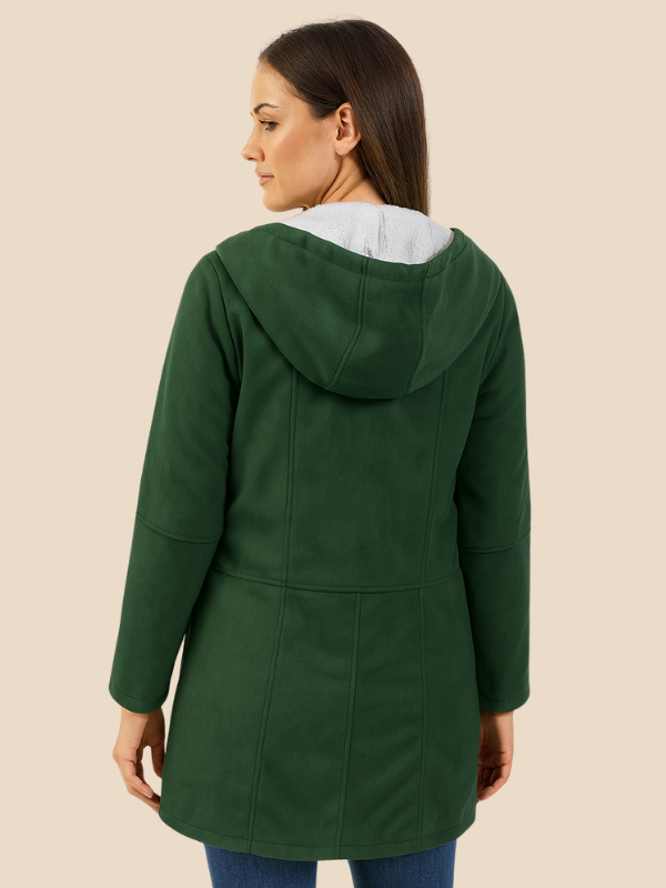 Dorota – Damski Płaszcz z Kapturem i Futrzanym Ociepleniem