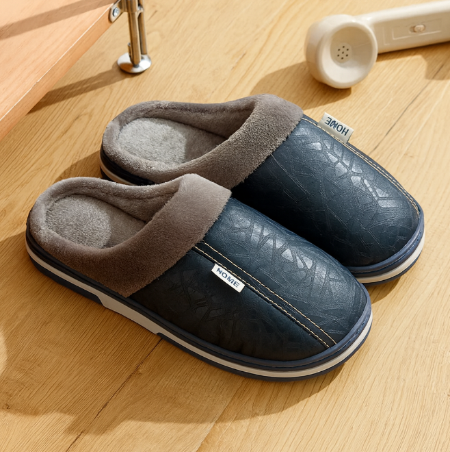 Piotr – Męskie Kapcie Zimowe z Ociepleniem i Antypoślizgową Podeszwą