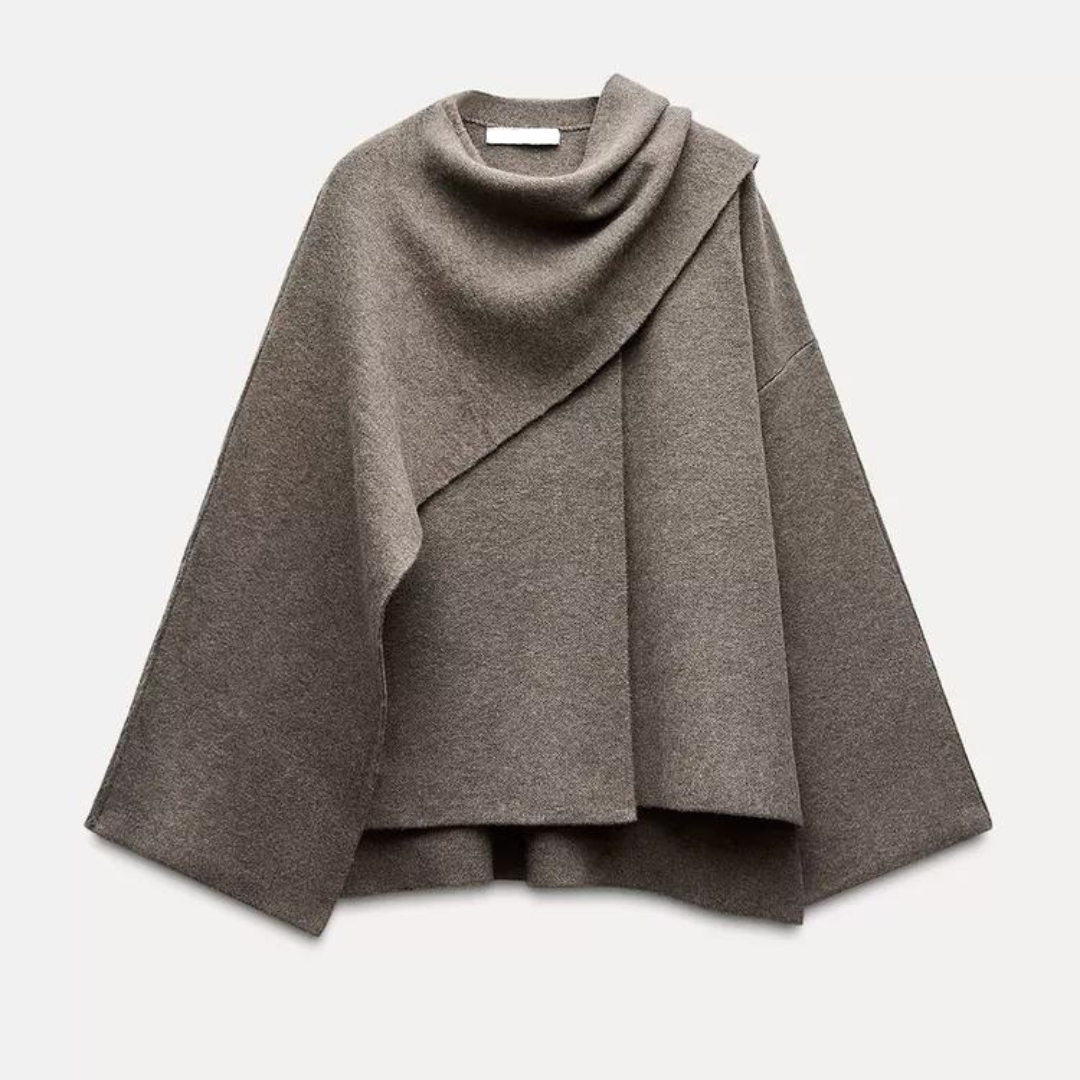Aria - Ponczo damskie eleganckie oversize z szerokimi rękawami
