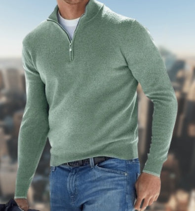 David - Sweter męski z zamkiem pod szyję casual