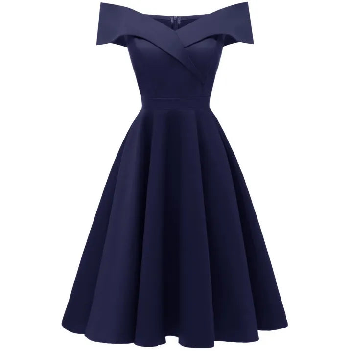 Ewa – Elegancka sukienka z odkrytymi ramionami dla kobiet