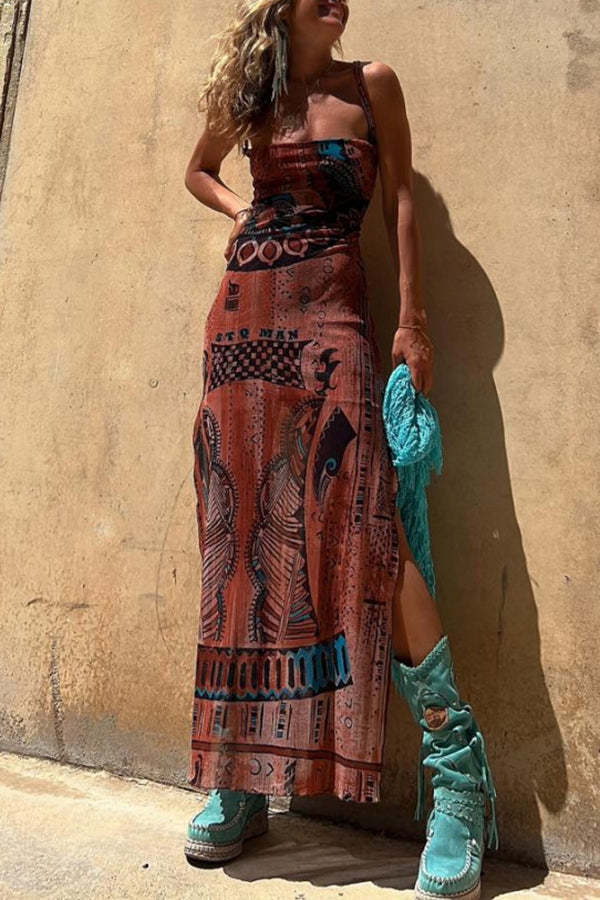 Sabine – Women Neck Back Lace-up Slit Maxi Dress - Image 17