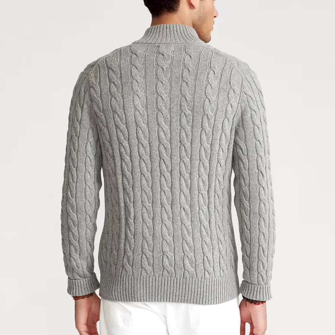 Victor – Męski sweter pół-zip warkoczowy