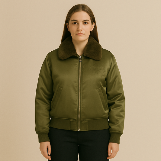 Kurtka bomberka z futrzanym kołnierzem