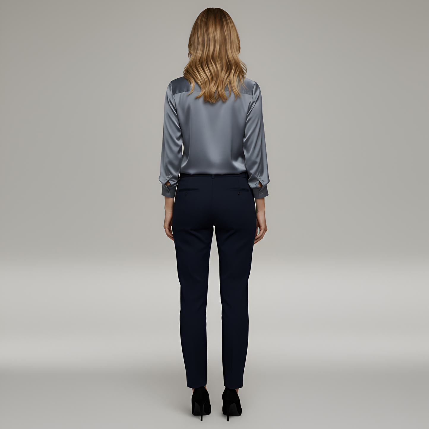 Claudia – Elegant elegant satin blouse with V-neck for Women - Image 3