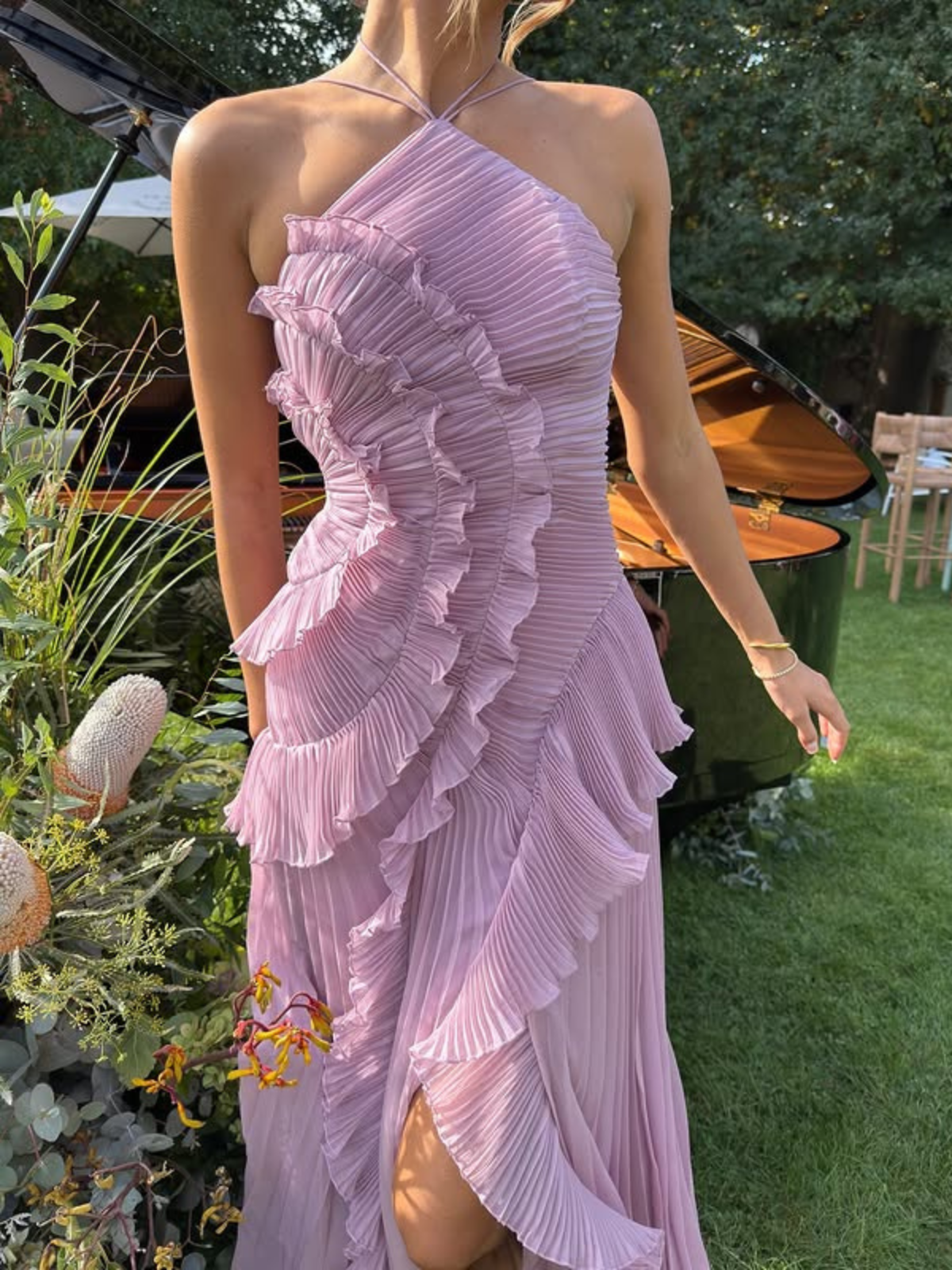 Nicole – Pleated Ruffle Halterneck Dress - Image 9