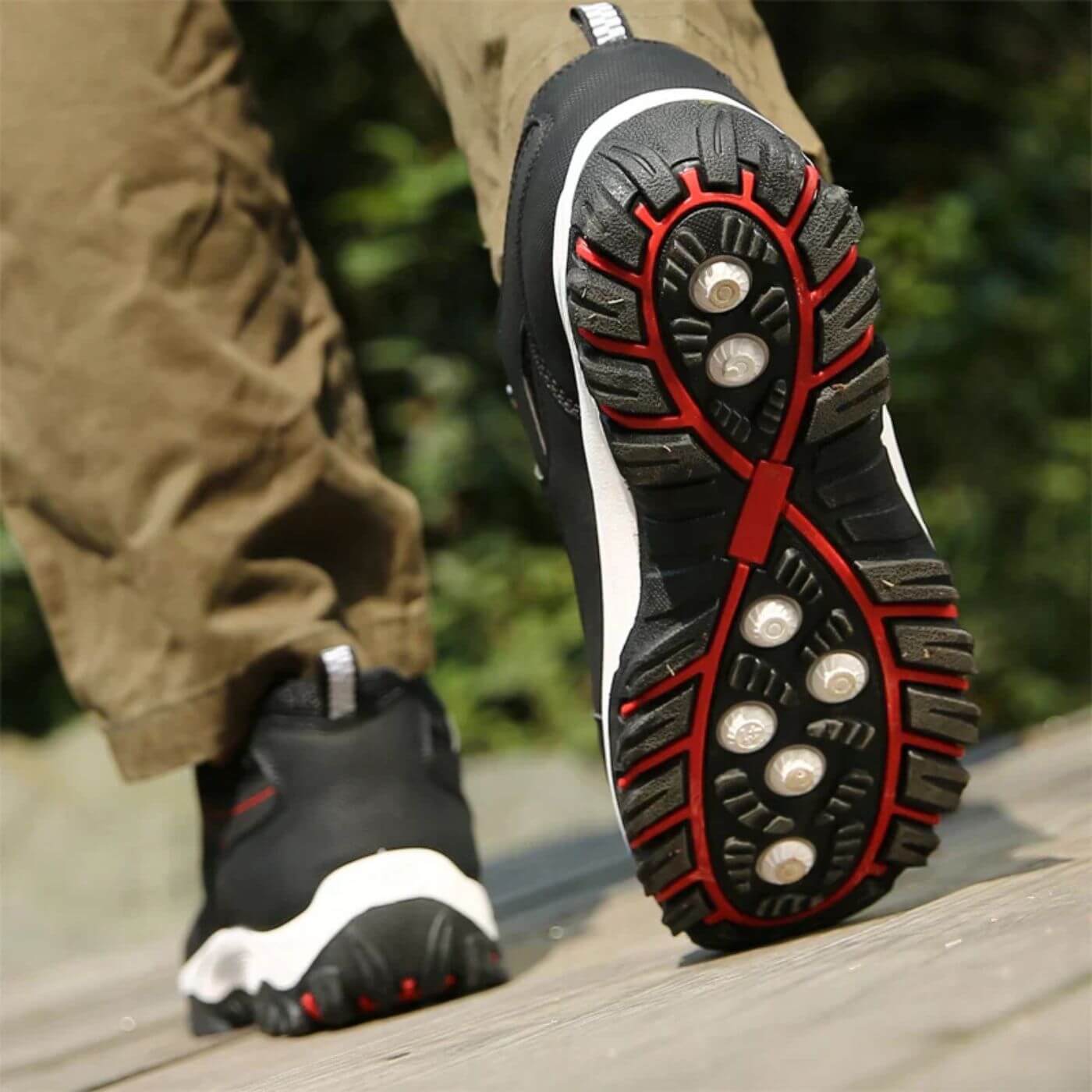 Orion - Buty sportowe męskie trekkingowe z czerwonymi detalami