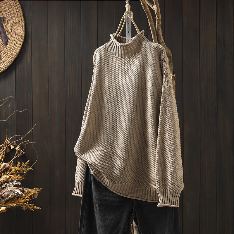 Elina - Damski sweter oversize z golfem luźny i przytulny