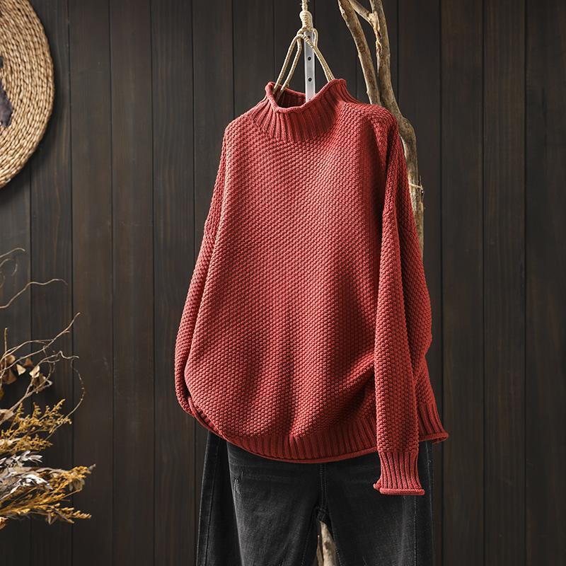 Elina - Damski sweter oversize z golfem luźny i przytulny