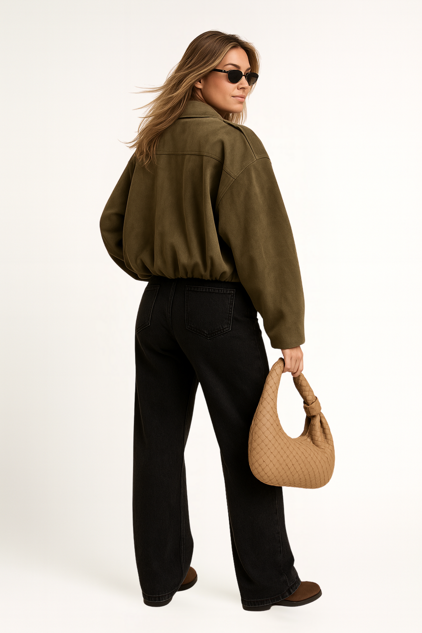 Mila - Kurtka damska oversize z efektem zamszu