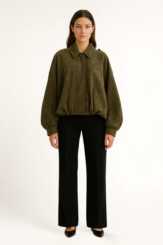 Mila - Kurtka damska oversize z efektem zamszu