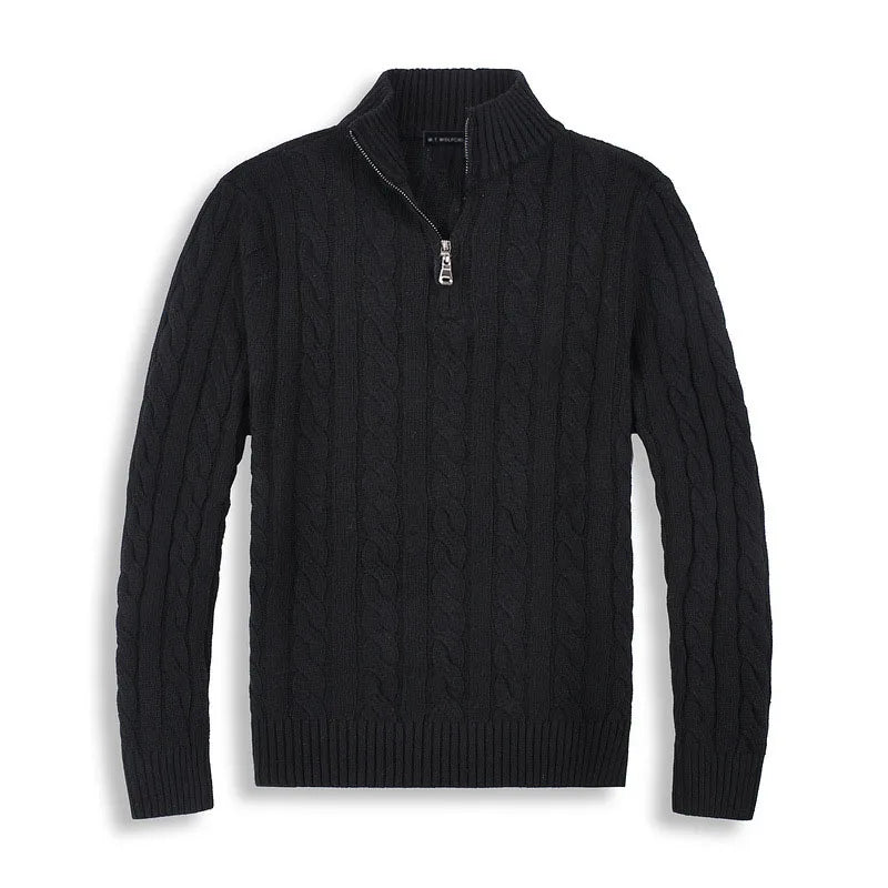 Victor – Męski sweter pół-zip warkoczowy