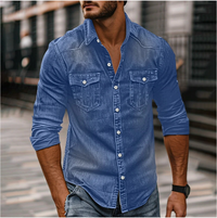 Adrian – Denimowa Koszula Męska Slim Fit z Długim Rękawem
