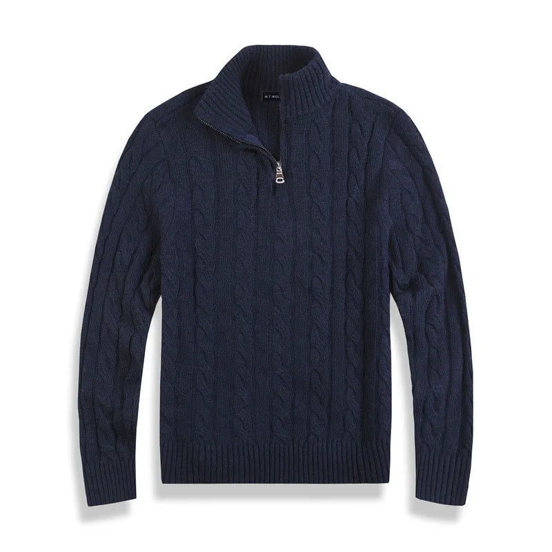 Victor – Męski sweter pół-zip warkoczowy