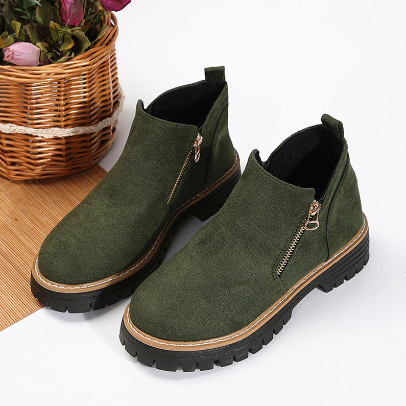 Lena – Stylowe damskie botki z bocznym suwakiem i masywną podeszwą