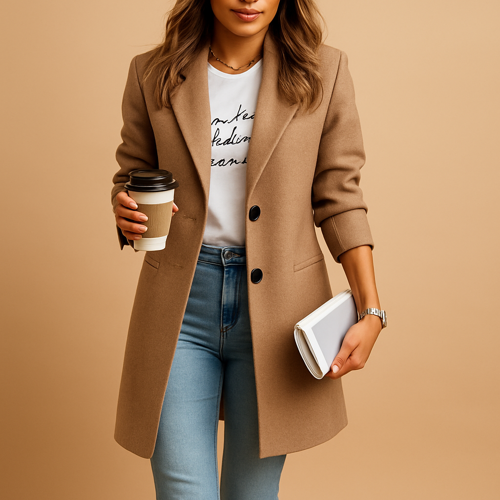 Maya – Klasyczny wełniany płaszcz o prostym kroju dla kobiet