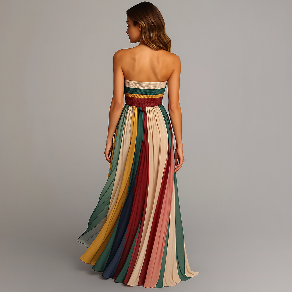 Maja – Women Strapless Pleated Maxi Dress - Image 4