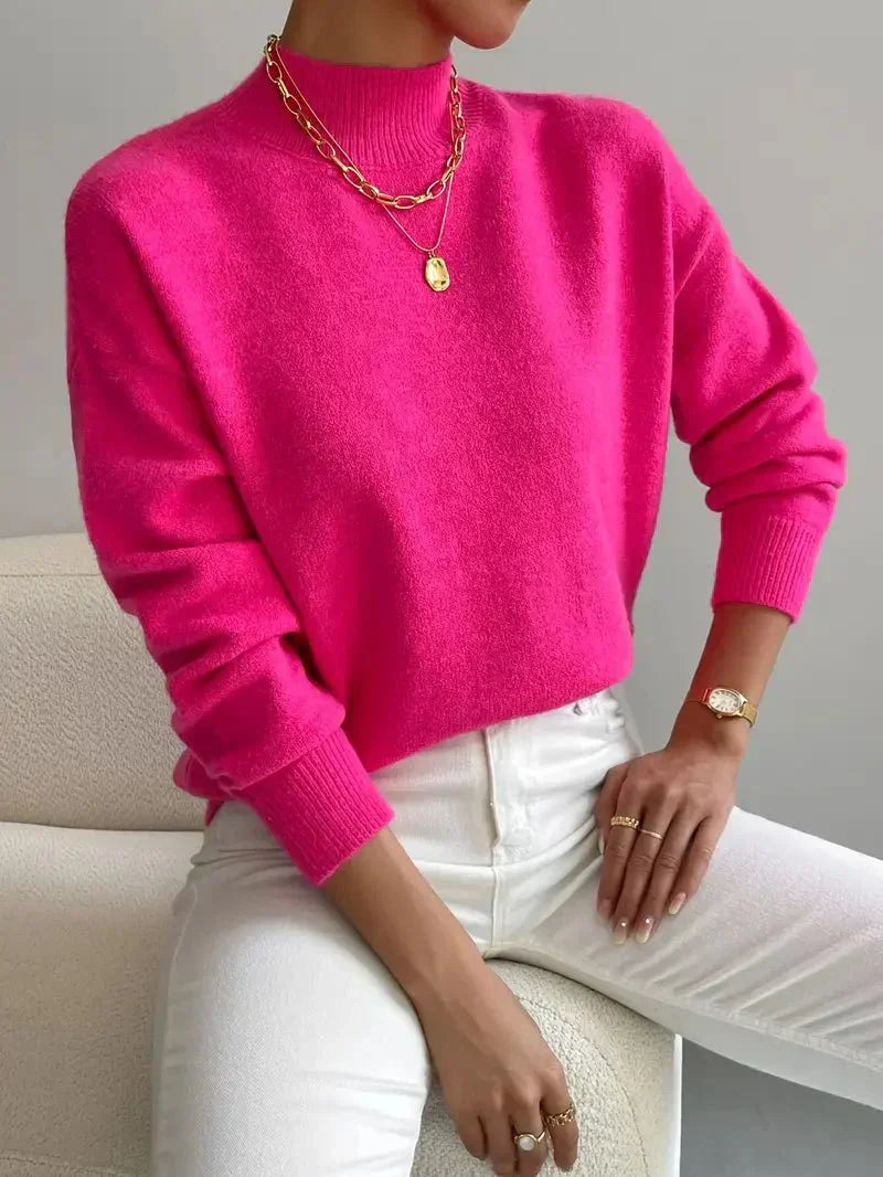 Maja - Damski sweter z półgolfem klasyczny