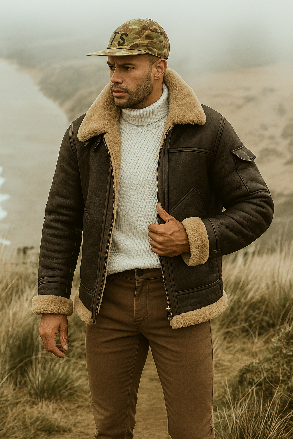 Szymon – Męska Kurtka Pilotka z Kożuszkiem