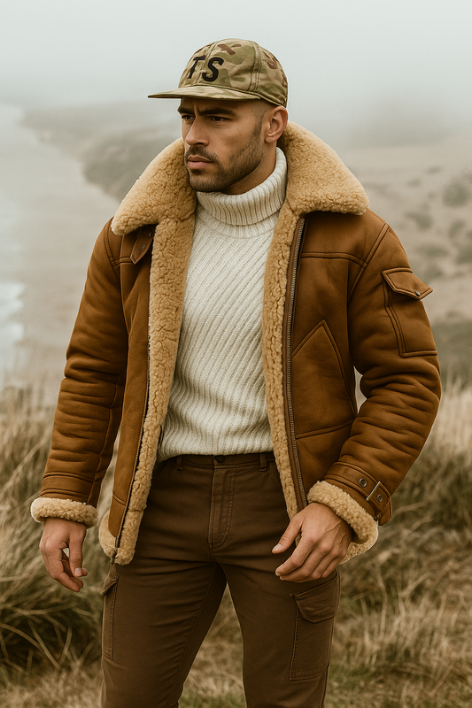 Szymon – Męska Kurtka Pilotka z Kożuszkiem