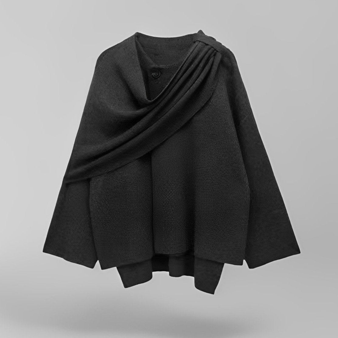 Aria - Ponczo damskie eleganckie oversize z szerokimi rękawami