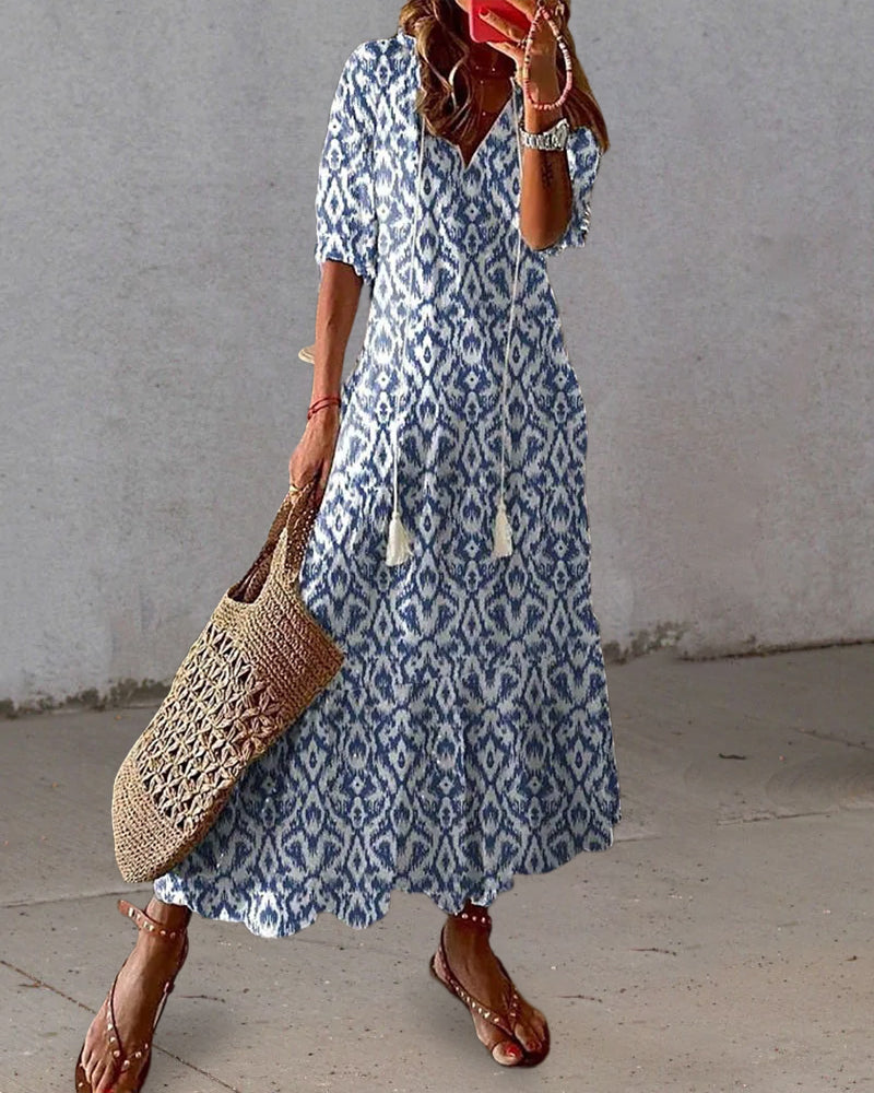 Monika – Elegant women's summer dress in flowing fabric - Image 3