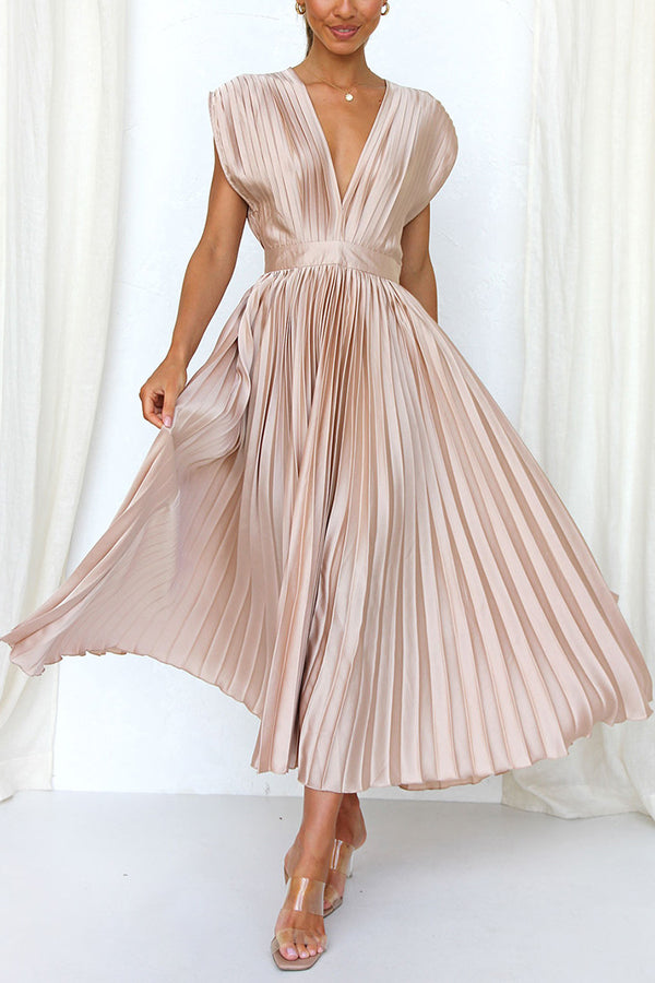 Mia – Women Satin Pleated Maxi Dress - Image 30
