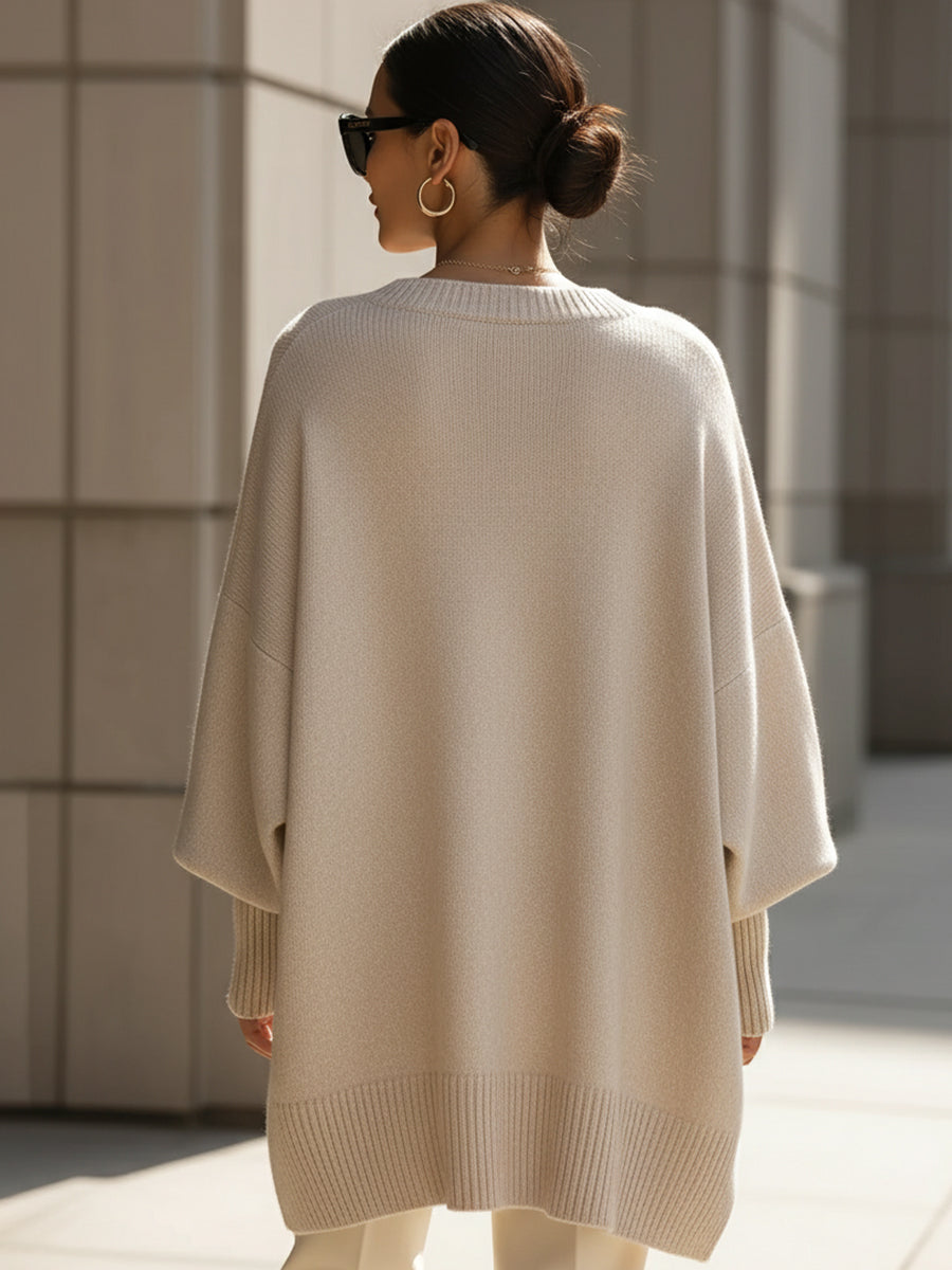 Elena – Elegancki oversize sweter typu ponczo dla kobiet