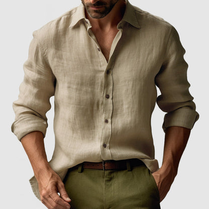 Dennis – Vintage Long Sleeve Linen Shirt for Men - Image 8
