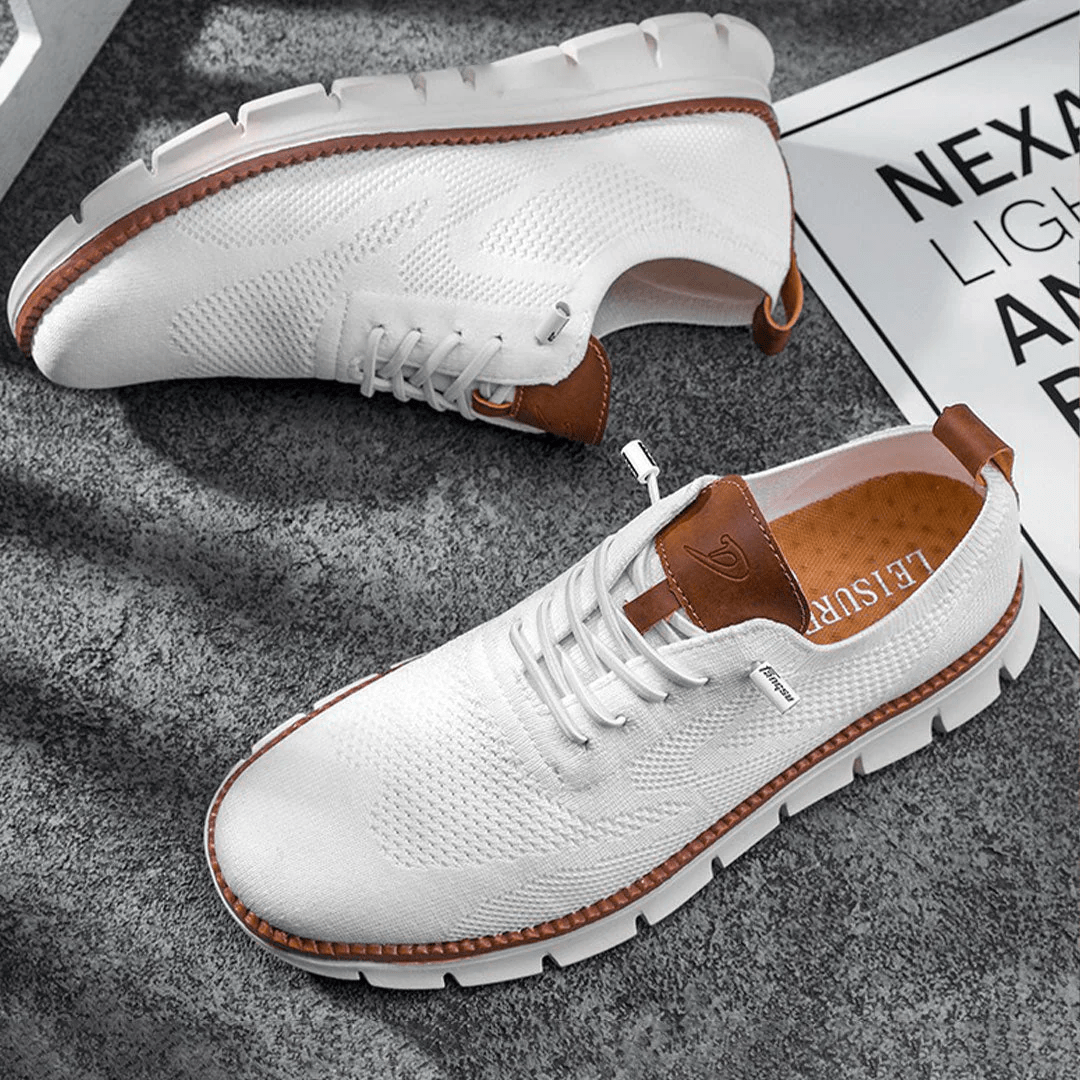 Dawid – Męskie Buty Casual z Dzianiny i Skórzanymi Detalami