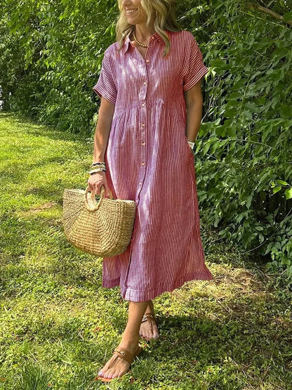 Theresa – Striped Button-Up Summer Dress - Image 4