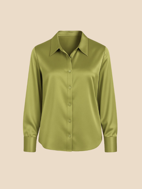 Aneta – Satynowa Koszula Damska z Klasycznym Kołnierzykiem