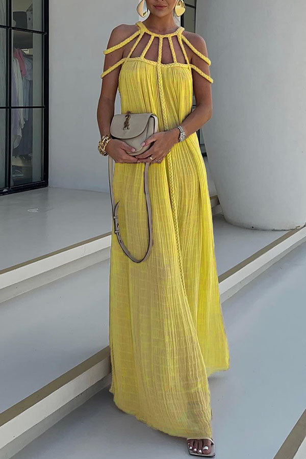Hannah – Elegant Linen Blend Draped Braids Cover Up Maxi Dress for Women - Image 17