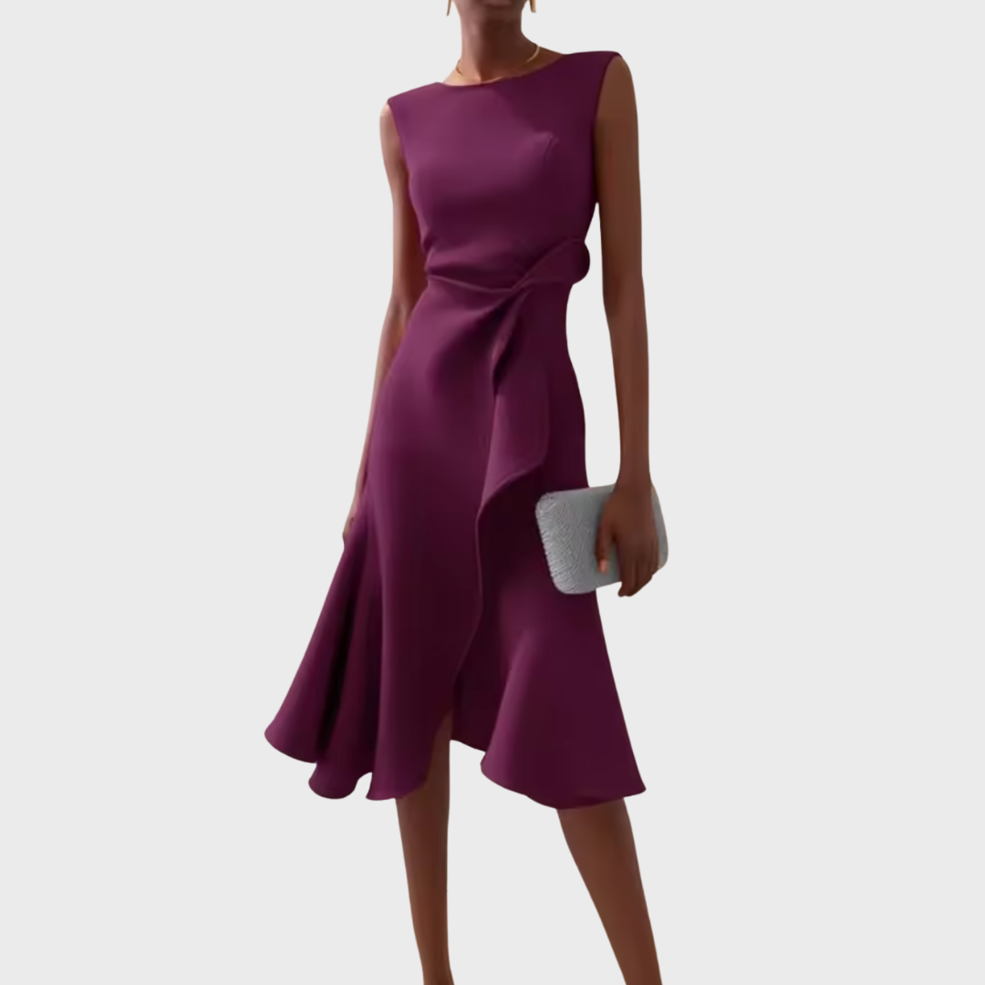 Lena – Women Draped Asymmetric Formal Dress - Image 7