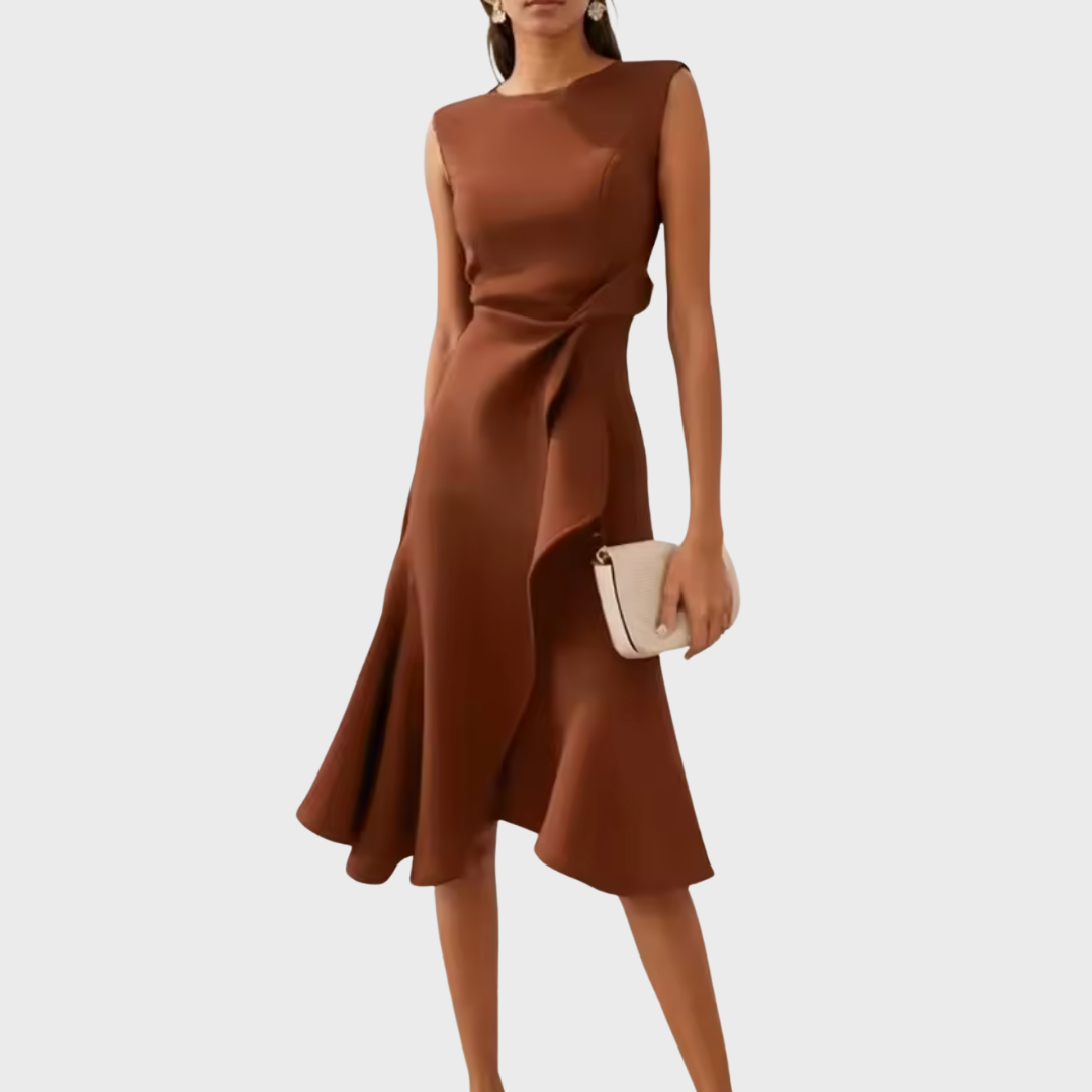 Lena – Women Draped Asymmetric Formal Dress - Image 9