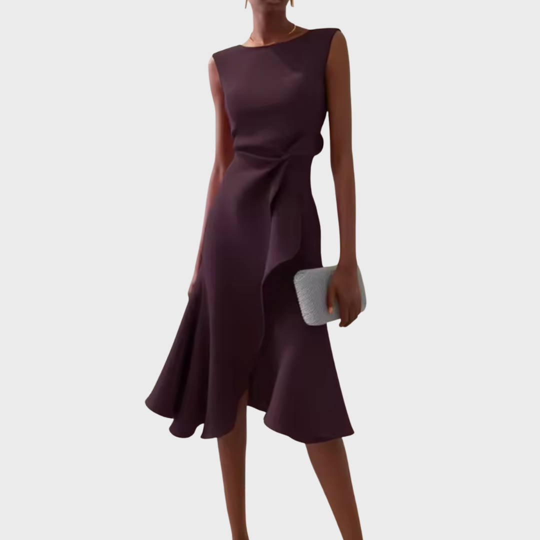 Lena – Women Draped Asymmetric Formal Dress - Image 11