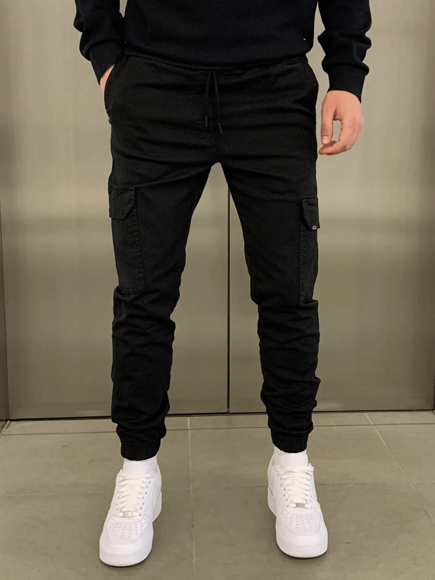 Tomasz – Męskie Spodnie Cargo Slim Fit z Elastycznym Pasem