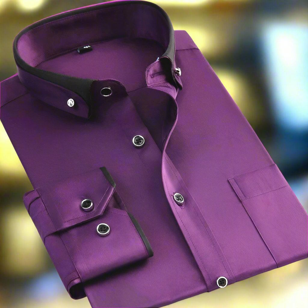 Oliver - Męska koszula slim fit z kontrastowym kołnierzem