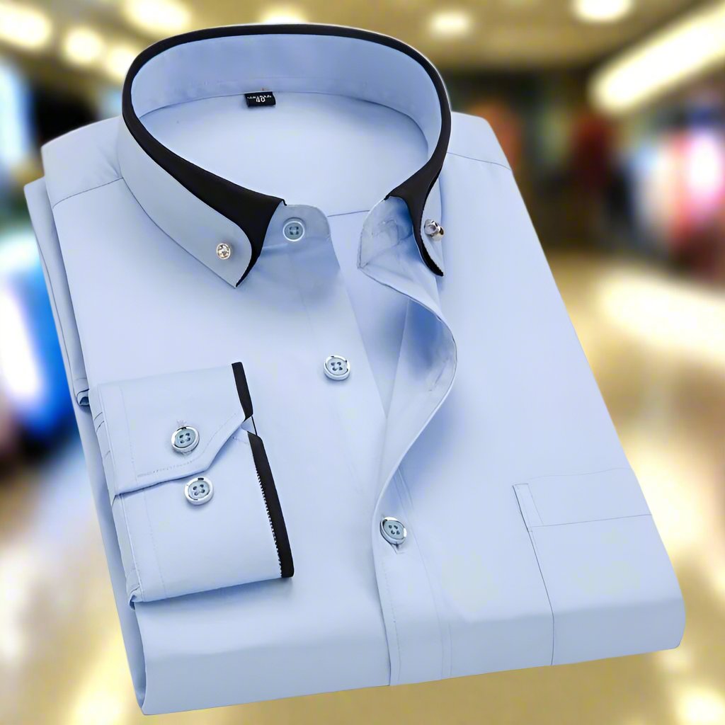 Oliver - Męska koszula slim fit z kontrastowym kołnierzem