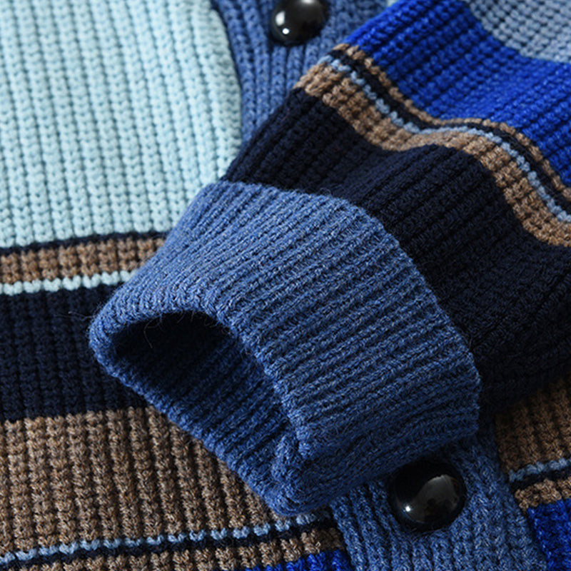 Filip – Kolorowy Kardigan Męski w Paski z Guzikami