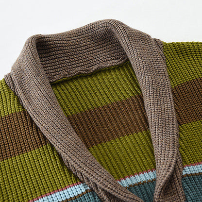 Filip – Kolorowy Kardigan Męski w Paski z Guzikami