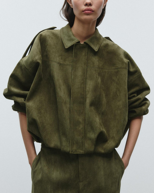 Olga – Damska Oversize Kurtka z Miękkiej Tkaniny