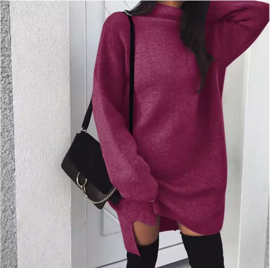 Armina sukienka kaszmir sweterkowa oversize z rozcięciem